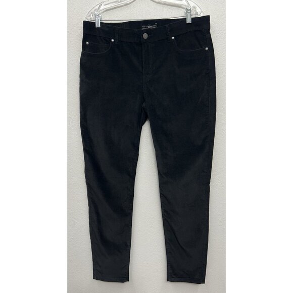 Peruvian Connection Velveteen Jeans Size 14 Black Pants Stretch Slim Fit 36 X 30 - Picture 1 of 8